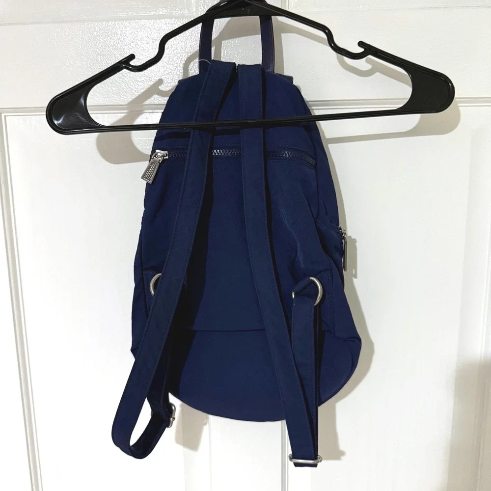 Rebecca Minkoff Julian Navy Blue Nylon Backpack Silver Hardware Medium Bag